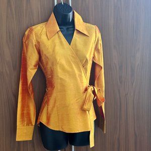 Exquisite, lustrous gold silk blouse